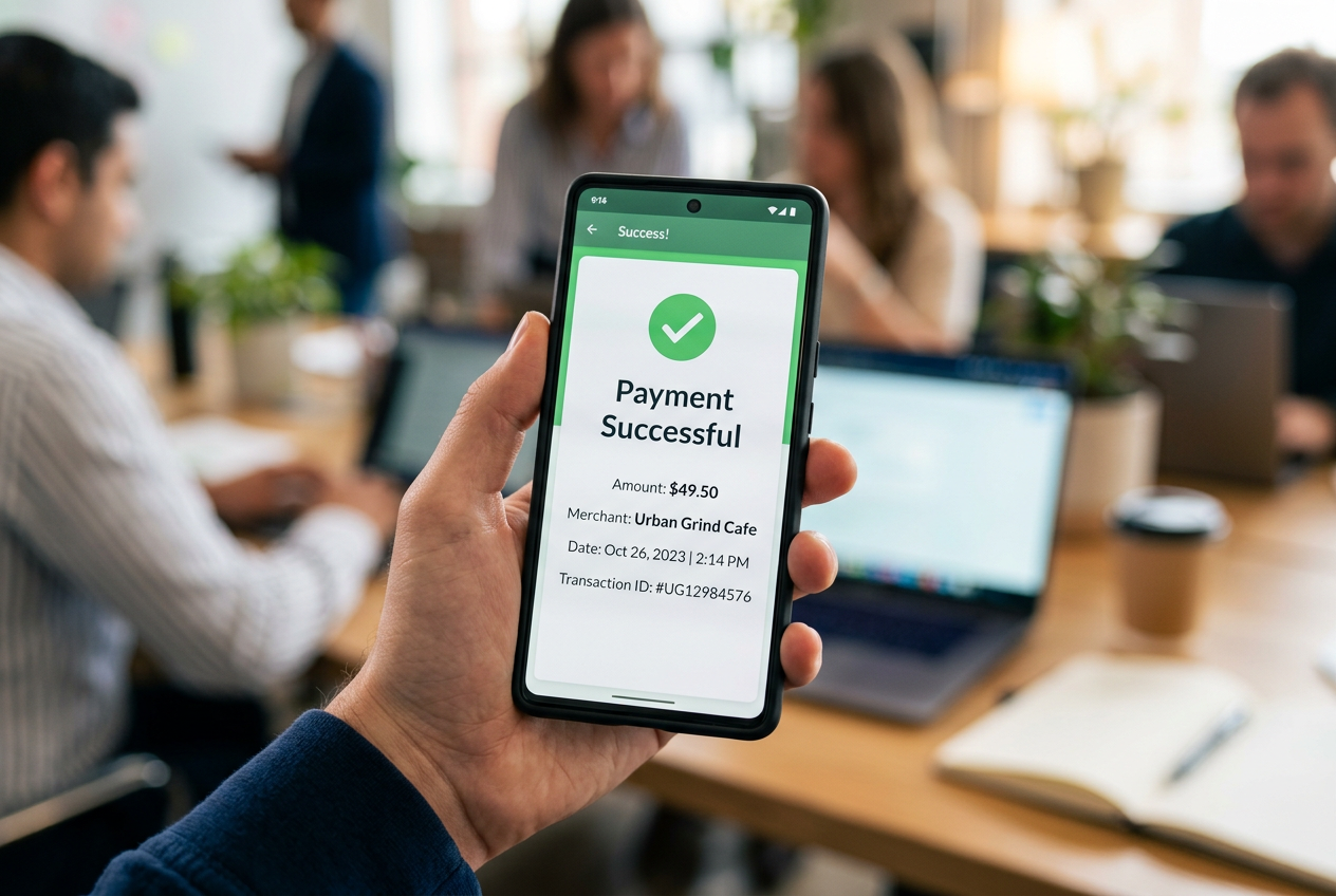 Transaction confirmation on a mobile banking app